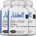 Addrell Energy Stimulant Pills- Study Supplement Alternative Pill, Natural Nootropic Supplements & Cognitive Enhancer Substitute to Elevate Mental Clarity for Women ' Men- 180 Capsules