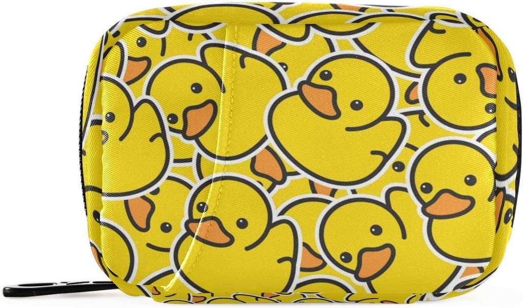 Pill Box Cartón amarillo de pato 7 días Pill caja de viaje Pill Organizer Bolsa con cremallera portátil de vitamina semanal suplemento de la bolsa de bolsa
