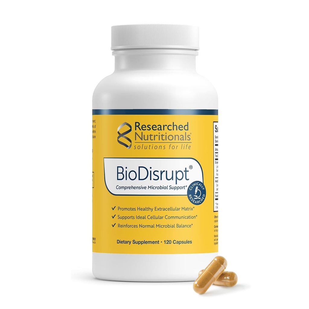 BioDisrupt - Disrupt Biofilm Matrices - Fórmula clínicamente investigada con EnzymesDisrupt Enzyme Blend, Cranberry Extract & N-Acetyl Cysteine (120 cápsulas)