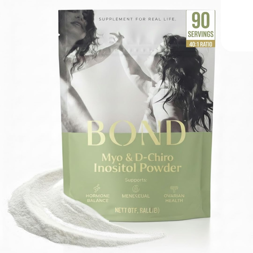 Bond Myo-Inositol & D-Chiro Inositol Powder – Equilibrio hormonal, Regularidad del ciclo " Apoyo Ovárico para Mujeres – 40:1 Ratio Fórmula – Vegan, Libre de azúcar, 90 Servimientos