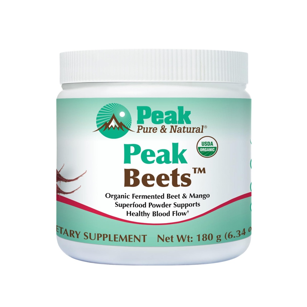 Peak Pure " Natural Peak Organic Fermented Beets - Orgánica Fermented Beja Powder Superfood Drink Powder - Nitric Oxide Supplement Support for Normal Blood Pressure
