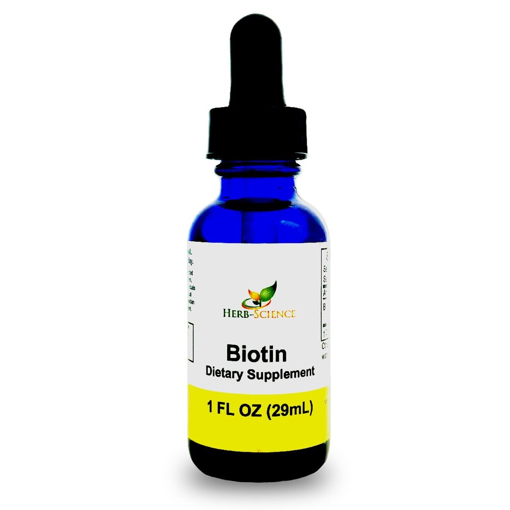 Biotina líquida B7 – High-Absorption, Frío-Presed D-Biotin USP, Vegan, Alcohol-Free, Sublingual Drops, Sin sabores artificiales, Blue Cobalt Glass Bottle for Potency & Purity - 1 oz