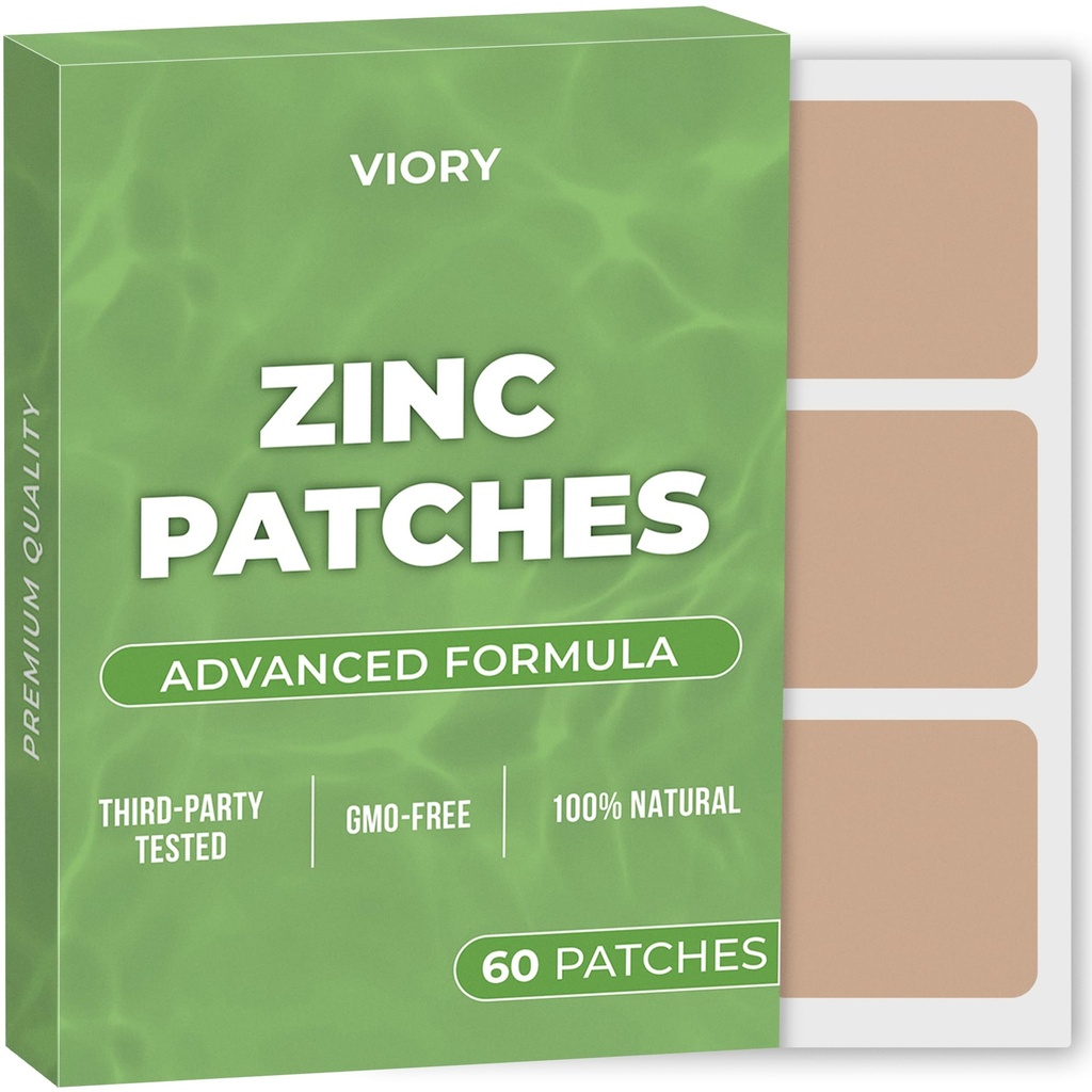 Patches de zinc (Pack of 60) - 100% Natural Patch for Women and Men - con Biotin - Immune & Body Support - Fórmula mejorada