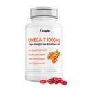 Vitapia Omega 7 Sea Buckthorn Berry Oil 1000mg for Hair, Skin, Nails, Heart Health Support - 34% Palmitoleic Acid &amp; Natural Omega 3 6 9 Fatty Acids Supplement - 120 Capsules, Non-GMO, Gluten-Free
