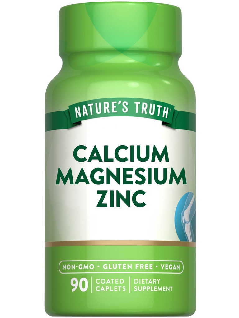 Verdad de la naturaleza Calcio Magnesio Zinc TENIDO 90 Caplets Coated TEN Vegan, Non-GMO, y Gluten Free Supplement