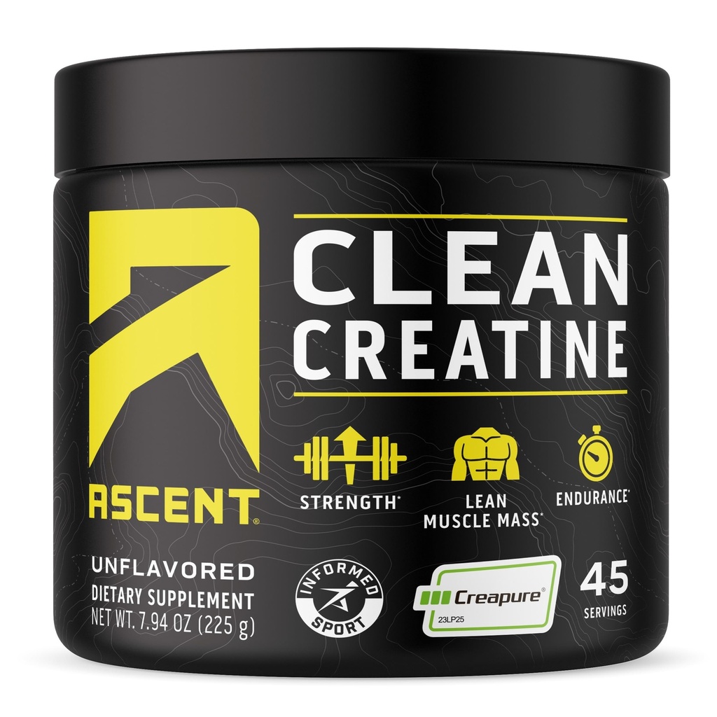 Ascent Clean Creatine Monohydrate Powder - 5G Por Serving, Creapure Supplement - Unflavored, 45 Servings