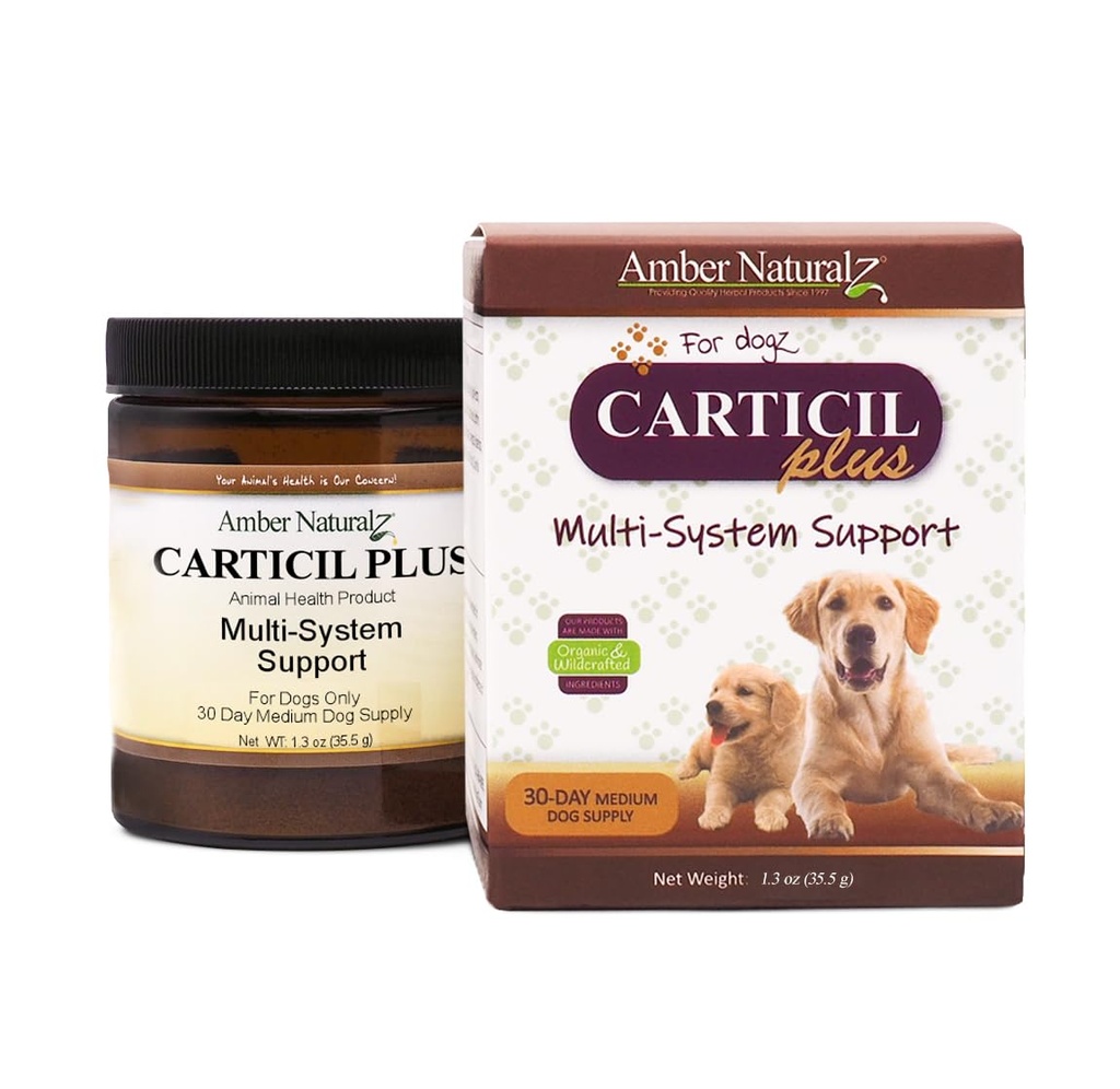 Amber NaturalZ Carticil Plus Herbal Supplement for Dogs ← Multi-System Support for Joint, Digestive, and Immune Health ¦ Natural Aid for General Wellness and Vitality TEN 30-Day Medium Dog Supply