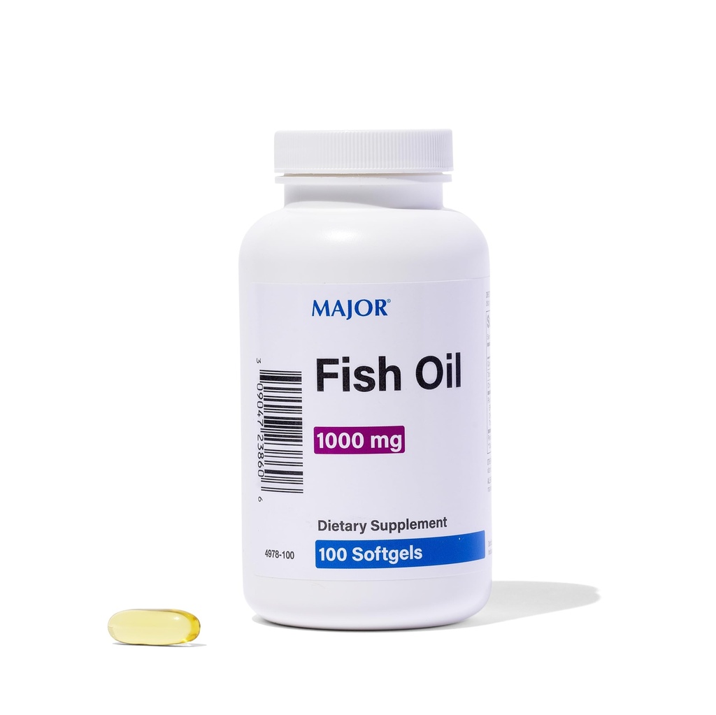 MAJOR Omega-3 Fish Oil - Fish Oil Suplemento 1000mg - 100 Softgels (1-Pack)