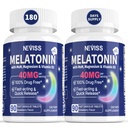 Melatonina 40 mg para adultos - Dissolve rápido " Suplemento de sueño sublingual Chewable - Melatonina de fuerza extra con vitamina D3 " MSM, ciclo de descanso para la salud, Zzzs profundos, libre de azúcar, 180 servicios