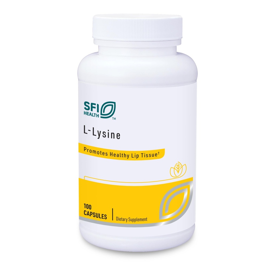Klaire Labs SFI Health L-Lysine - 500 Milligrams Essential Amino Acid Support for Immune Health & Collagen Formation, Hypoallergenic &amp; Dairy-Free (100 cápsulas)