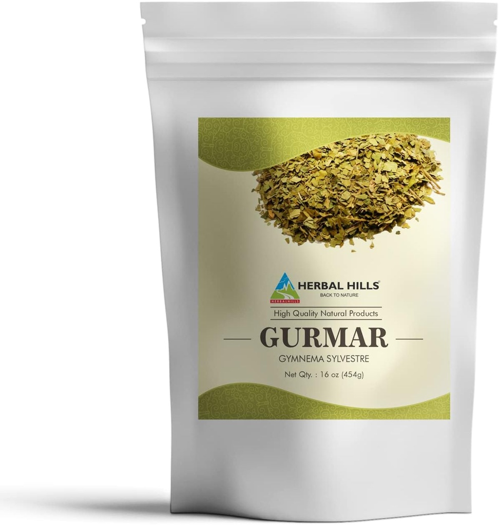HERBAL HILLS Gurmar Powder (Gymnema sylvestre/Natural Gudmar Leaf/Leaves Powder) Silencio 16 Oz (454 GMS) Silencio Ayuda para mantener niveles normales de glucosa