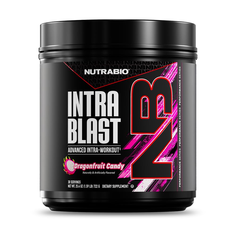 NutraBio Intra Blast Bcaa Powder Amino Amino Acid Suplemento, Electrolyte & Hydration Blend, Intra, Pre Workout &amp; Muscle Recovery, 20g Eaa Amino Acids Powder, 5g Glutamine- Dragonfruit Candy, 30 Serving