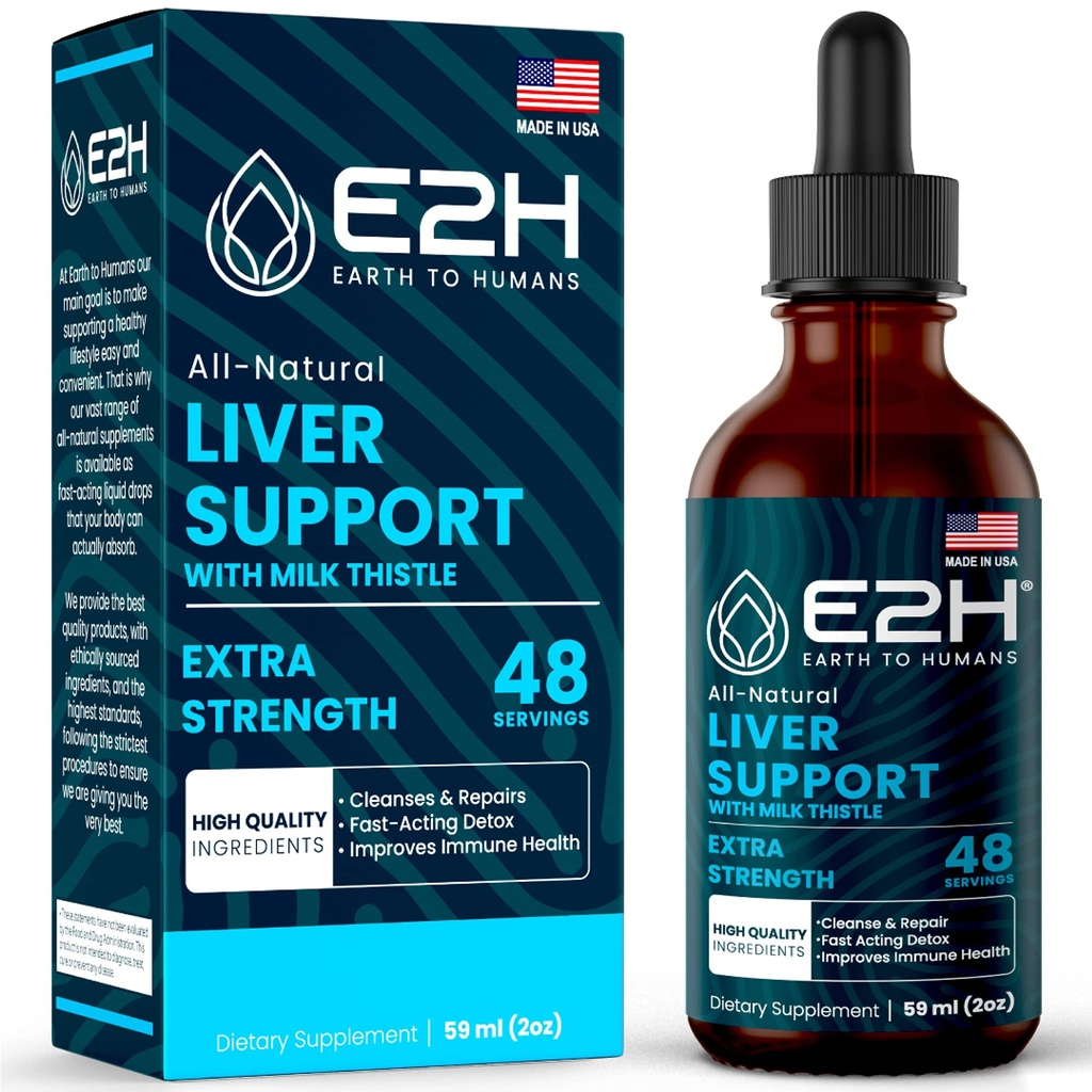 Liver Cleanse Detox " Repair - Herbal Liver Support Milk Thistle Supplement - Silymarin Milk Thistle Supplements with Dandelion Root, Chanca Piedra, Turmeric Root & Artichoke Extract - 2 Fl Oz by E2H