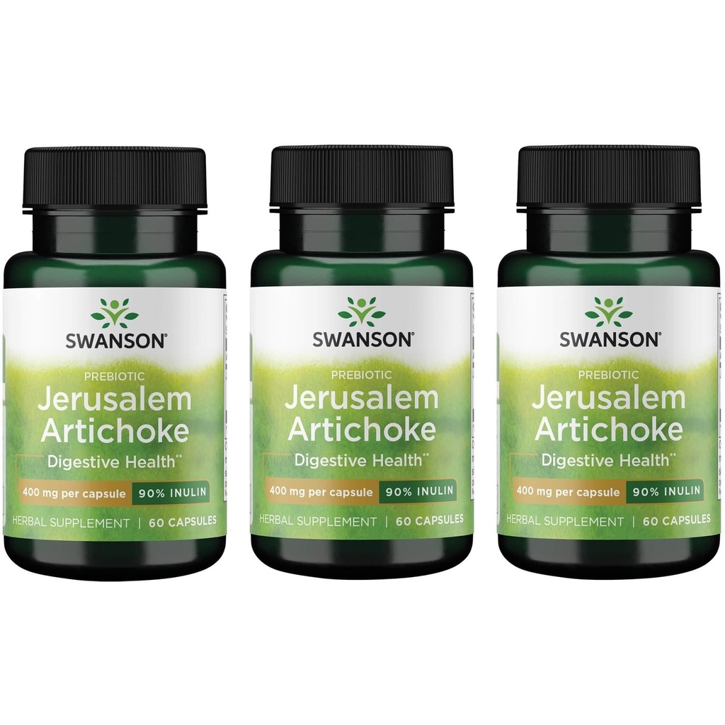 Swanson Prebiotic Jerusalem Artichoke - 90% Inulin 400 mg 60 cápsulas (3 Pack)