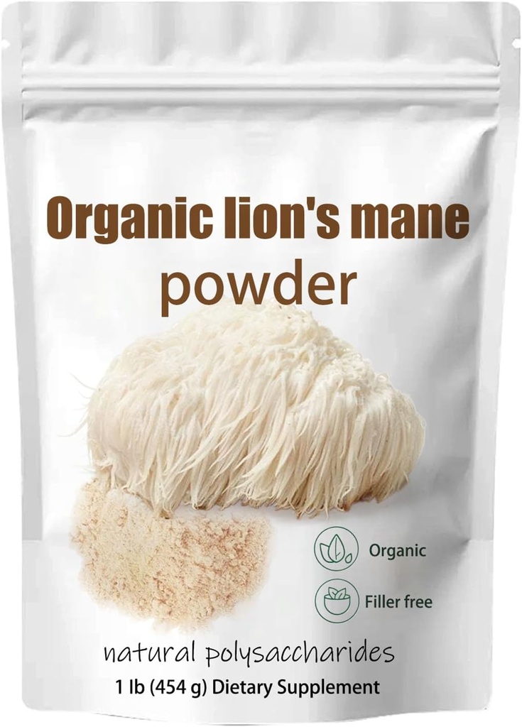 Piñón de león orgánico Polvo- León Mane Mushroom Suplemento Extracto Polvo