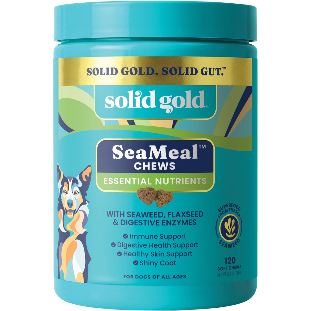 Sagrado gato de oro &amp; perros multivitaminas - Kelp, Omega 3 & vitaminas para Dental, Digestivo, Inmune, Skin &amp; Coat Health - Multi Vitamina para perros &amp; gatos - Sea Kelp Basado en la mandíbula suave para todas las edades - 120ct