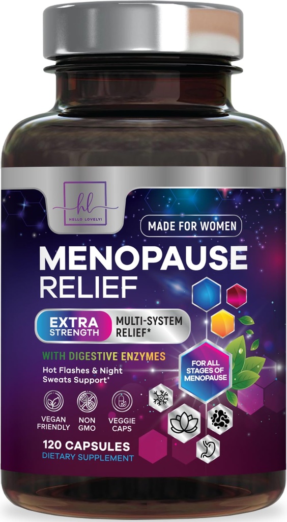 Suplementos de menopausia para Mujeres con Dong Quai, Chaste Berry, Black Cohosh, 8 millones de probióticos CFU - Hot Flash Night Sweats " Menopause Relief Probiotic for Vaginal, Digestive Health - 120 cápsulas