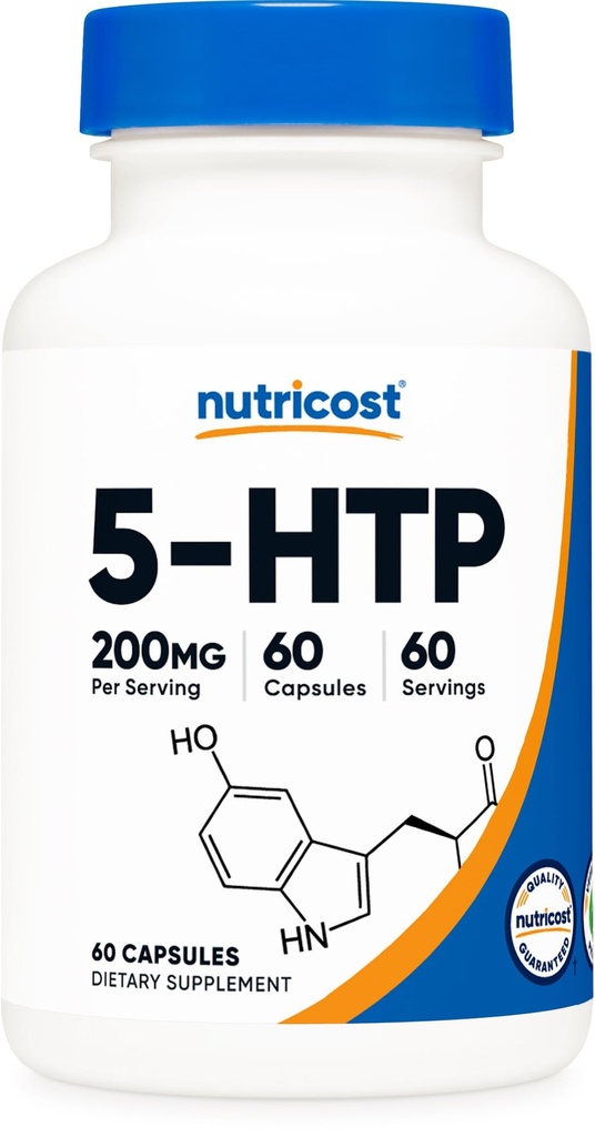 Nutricost 5-HTP 200mg, 60 cápsulas vegetarianas (5-Hydroxytryptophan) - Sin gluten