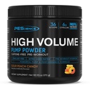 PEScience High Volume Stim-Free Pre Workout Pump Powder, Nitric Oxide Booster con L Citrulline &amp; L Arginine Nitrate, Non-Stim Preworkout para Hombres y Mujeres, 36 Scoops, Sour Peach Candy