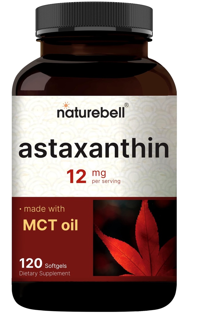 NatureBell Astaxanthin 12mg Per Serving, 120 Softgels - 2 Month Supply