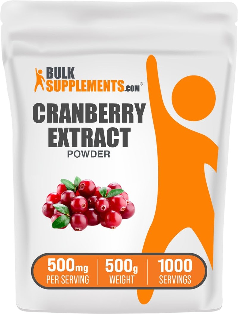 BulkSupplements.com Polvo Extracto de arándano - Polvo Sabor de arándano de arándano, Fuente de Vaccinium Macrocarpon Fruit - Vegan & Gluten Free, 500 mg por Serving, 500g (1.1 libras) (Pack of 1)