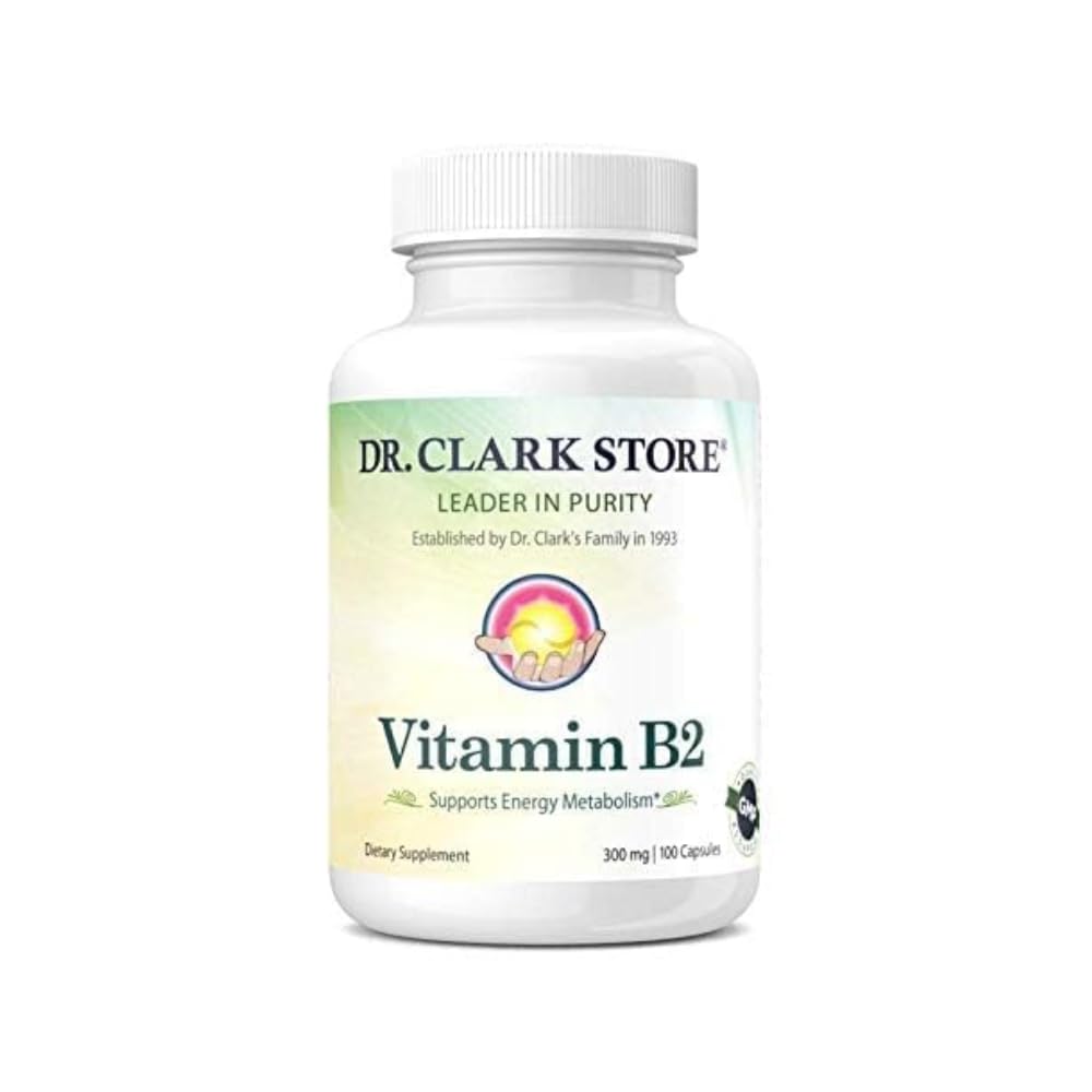 Dr. Clark Vitamina B2 Suplemento, 300 mg, 100 cápsulas de gelatina