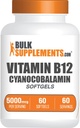 BulkSupplements.com Vitamina B12 5000 mcg Softgels - como Cyanocobalamin, Vitamina B12 Suplementos, para el soporte energético - Gluten Gratis, 1 Softgel por Serving, 60 Cuenta (Pack of 1)
