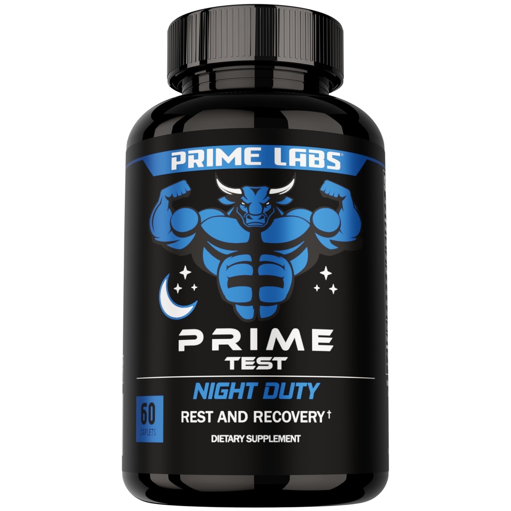 Prime Labs Night Duty - Nighttime Testosterone Booster &amp; Sleep Support - PM Rest &amp; Muscle Recovery Suplementos - 60 Cuenta