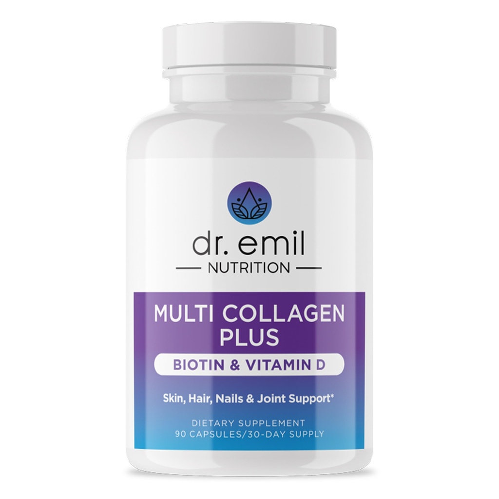 DR. EMIL NUTRITION Multi Collagen Peptides Plus Biotina y Vitamina D - Suplementos de biotina y colágeno para la piel del cabello y las uñas - píldoras de biotina para el crecimiento del cabello