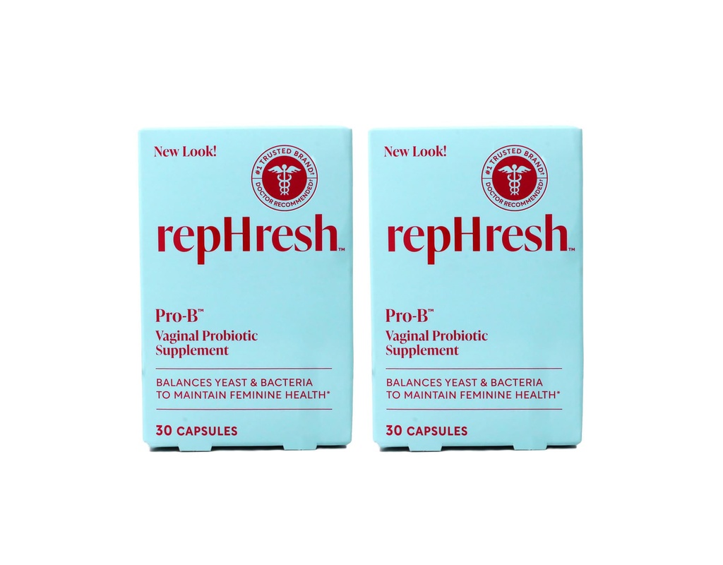 RepHresh Pro-B Vaginal Probiotic Suplemento, 30 cápsulas, paquete de 2