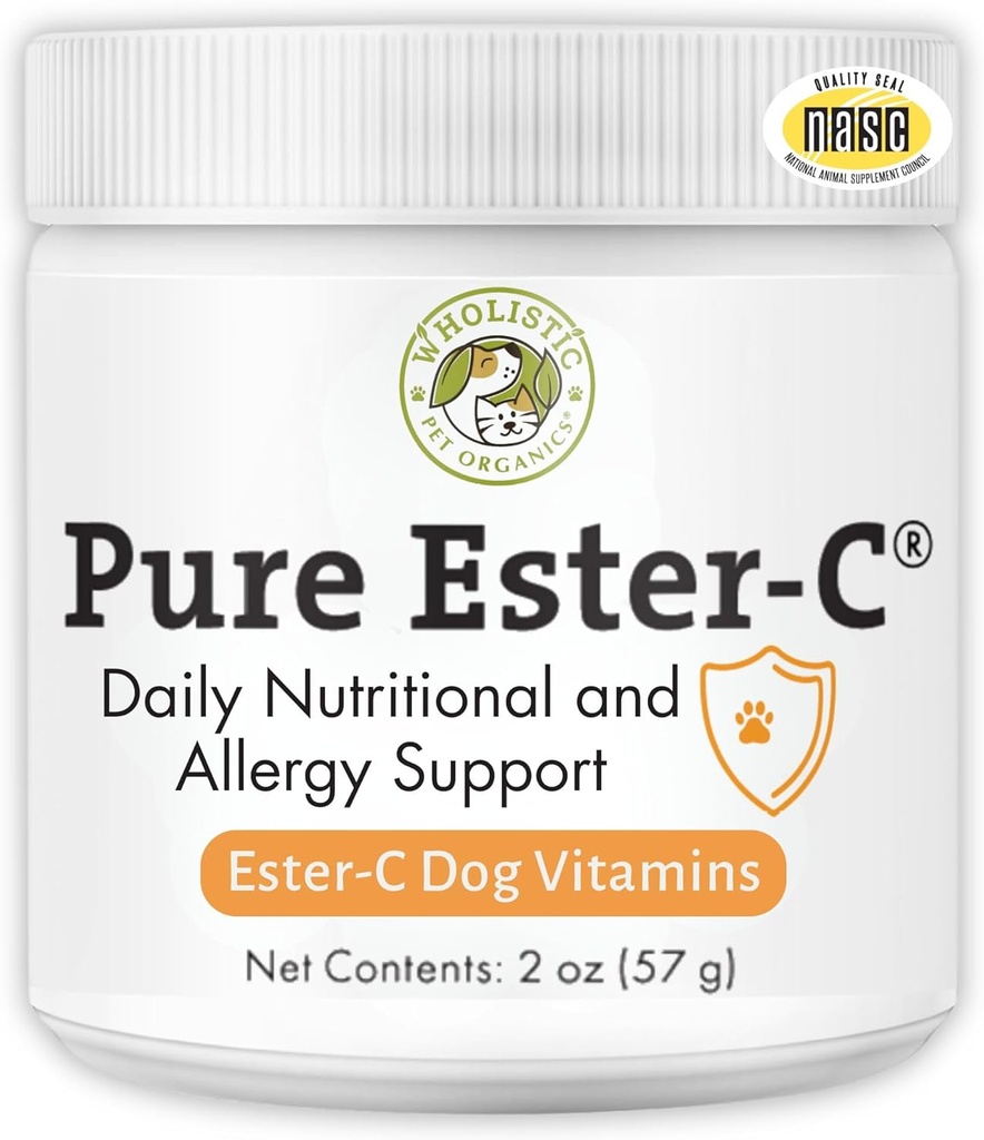 Mascotas Wholistic Orgánicas Pure Ester-C Polvo para Perros - 2 Oz - Alternativa Saludable a Cerdos de Alergia Perro - Suplemento Vitamina C para Alivio de Alergia Perro, Apoyo Inmune, Alivio Itch para Perros - Hecho en EE.UU.