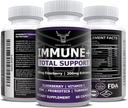 Nutrición OX 10 en 1 Elderberry, Vitamina C, Zinc, Vitamina E, Vitamina B6, Echinacea, Ajo, Turmeric, L-Glutamine HCL &amp; Lactobacillus Probiotics & Antioxidants for Immune Defense 1 Month Supply