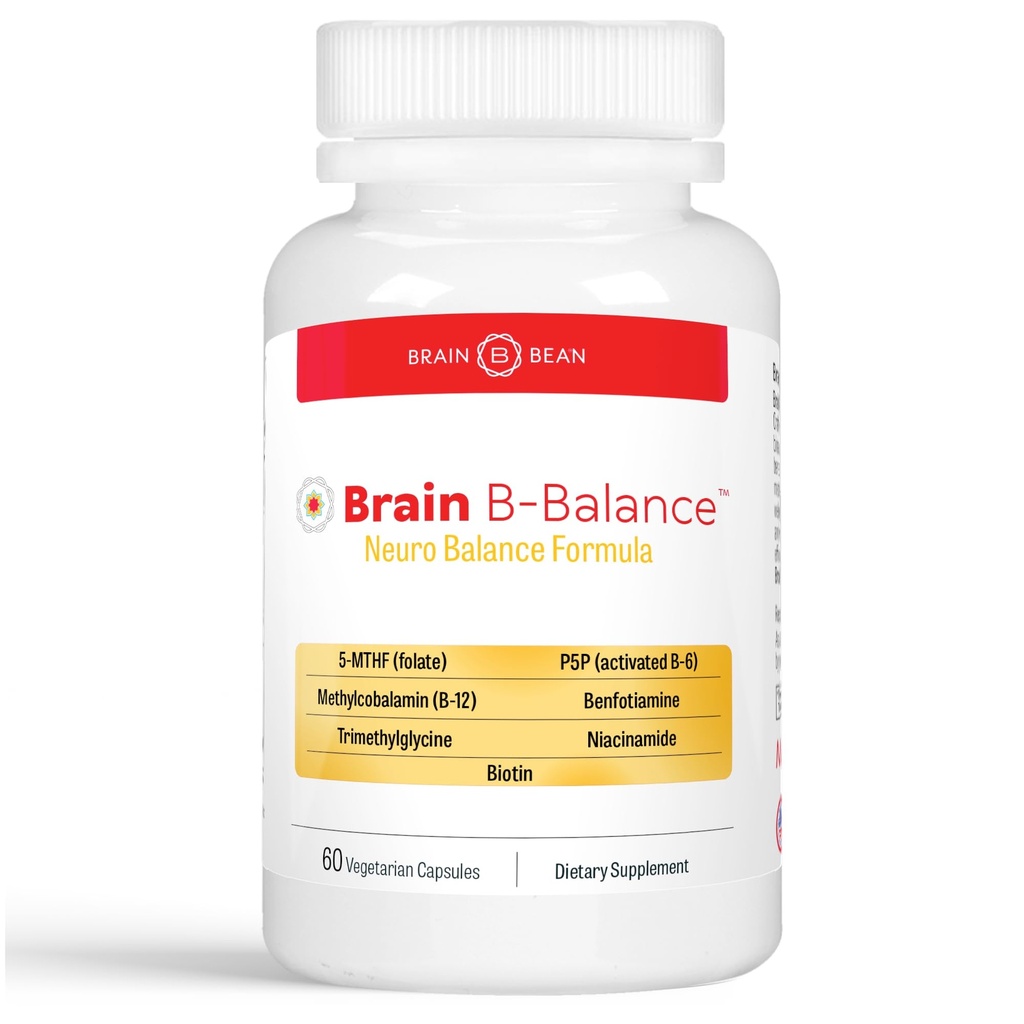 Cerebro B Balance: Metilada Multivitamina - Metilada B Complejo Neurobalance Fórmula - Methylfolate apoya Mood. Cuidado. Memoria - 60 cápsulas Vegan