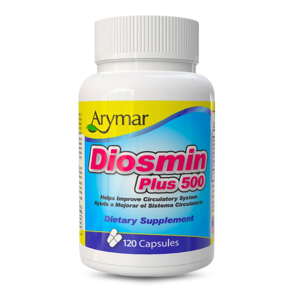 Arymar Diosmin Plus 500 - Suplemento de Apoyo del Sistema Circulatorio, 500 mg, 120 cápsulas