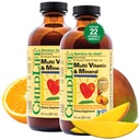 NILDLIFE ESSENTIALS Kids Multivitamin & Mineral - Vitaminas para niños, Multivitamina líquido para niños, multivitaminas de Toddler, vitaminas líquidas, multivitamina de bebé - mango natural de naranja, 8 Fl Oz (Pack of 2)