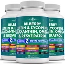 NUEVA AGE Salud Ocular Vitaminas con Luteina de Fresa &amp; Zeaxanthin Lycopene Resveratrol Grape Extracto de semillas Astaxanthin - Ojo Vitamina - 180 Con