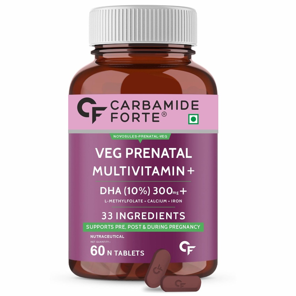 Carbamide Forte Veg Prenatal | Multivitamin for Pregnancy with DHA 300mg | Multivitamin for Women - 60 Tablets