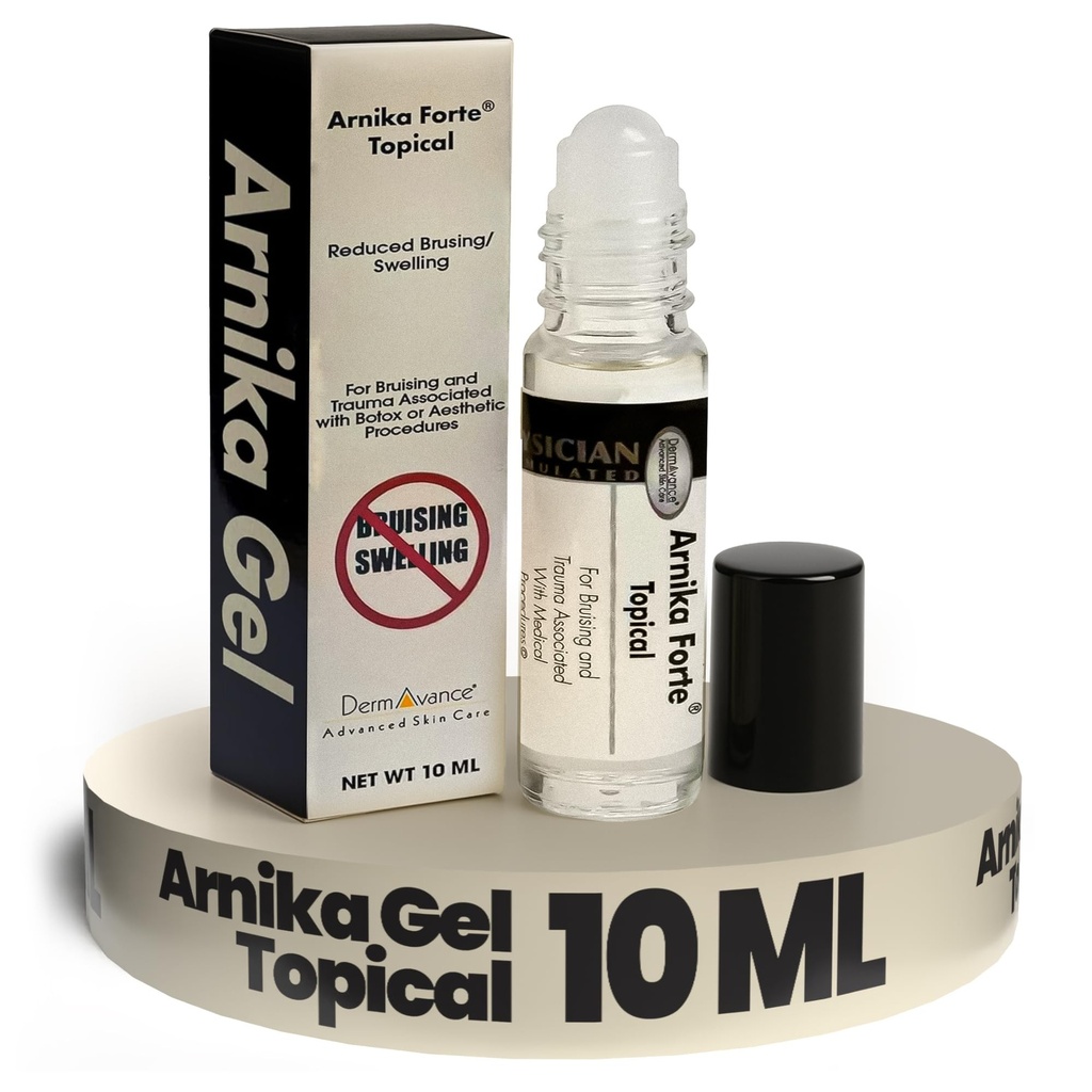 DermAvance Arnika Forte Roll-On – Arnica Gel for Bruising and Swelling After Surgery, Arnica gel Topical with Bromelain, Arnica Bruise Gel for Thin Skin and Sports Injuries – Clear, 10 ml