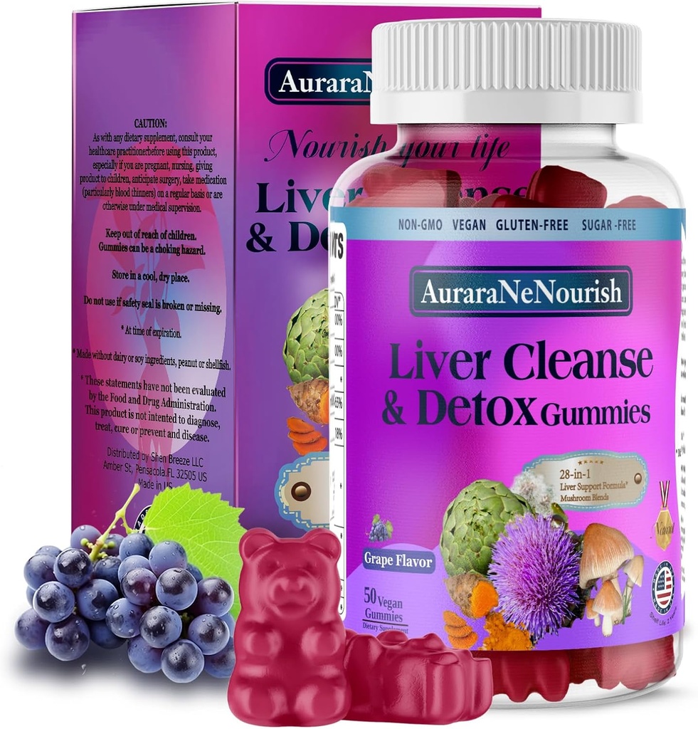 Liver Suplemento Gummies, 28-in-1 Liver Detox w/Milk Thistle Silymarin, Artichoke, TUDCA, High Potency Liver Health Formula Dose for Your Liver Cleanse Detox Repair Renew &amp; Support丨Grased Fed
