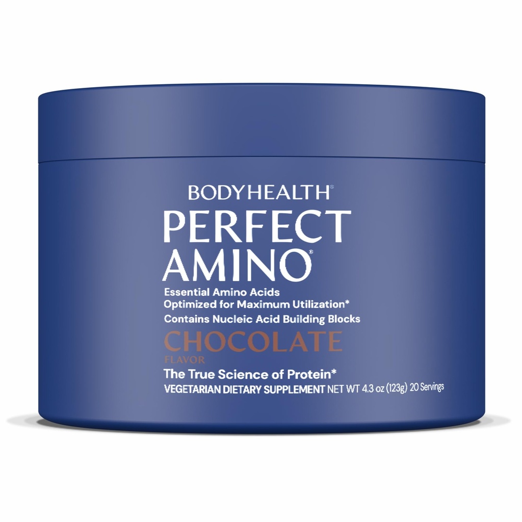 BodyHealth PerfectAmino Powder - BCAA and EAA Powder for Pre and Post Workout - Amino Acid Energy Drink for Hombres and Women to Support Lean Muscle and Recovery - Chocolate - 20 Servings