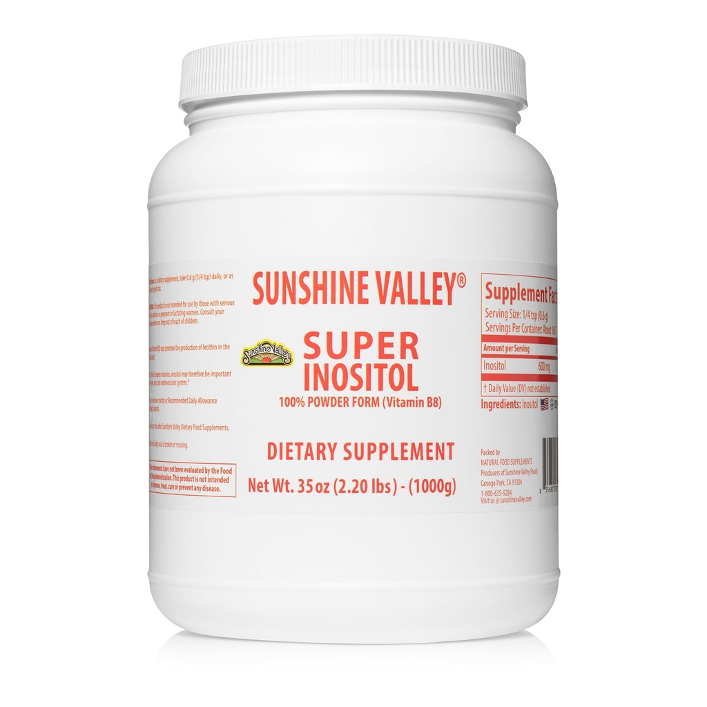 Sunshine Valley® Super Inositol, Vitamina B8 Powdered Dietary Supplement, Natural &amp; PCOS Fertility Supplement, Hormonal Balance &amp; Healthy Ovarian Function Support - 35oz