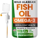 Omega 3 aceite de pescado para perros &amp; gatos - Hecho con aceite de salmón de Alaska silvestre; suplemento de aceite de pescado líquido para mascotas con Omega 3 EPA+DHA ácidos grasos; Ingredientes reales, sabor real - Confiado por los veterinarios!