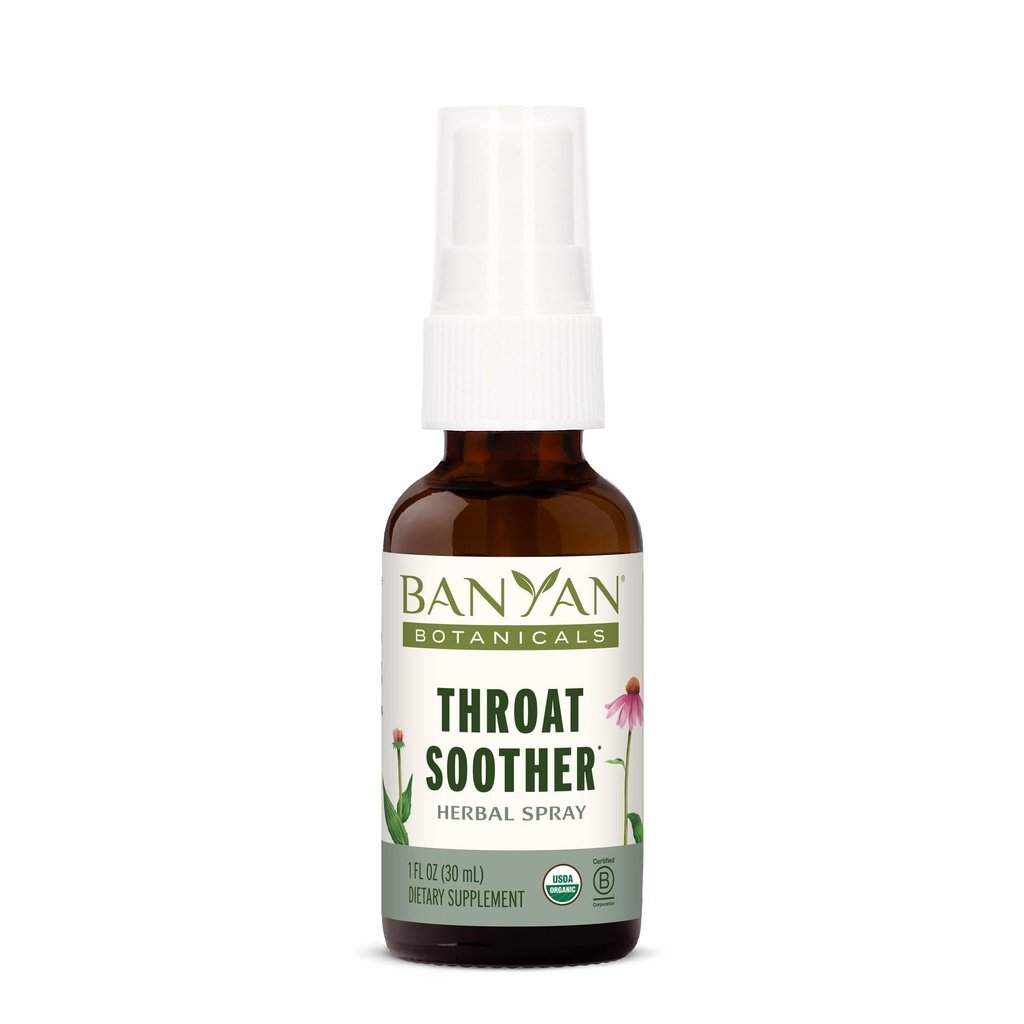 Banyan Botanicals Throat Soother Herbal Spray – Orgánica Herbal Throat Spray con Echinacea Root para Throat Comfort y Immune Support* – 1 fl oz. – No GMO Sosteniblemente Fuente Vegetarian