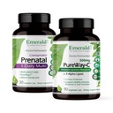 Laboratorios Esmeraldas Bundle con multivitamina prenatal de 1 día (60 caps de veg) & PureWay-C (90 caps de veg) - Multivitamina prenatal con folato metilado, hierro &amp; más* - Suplemento de vitamina C con ácido lípoico R-Alfa*