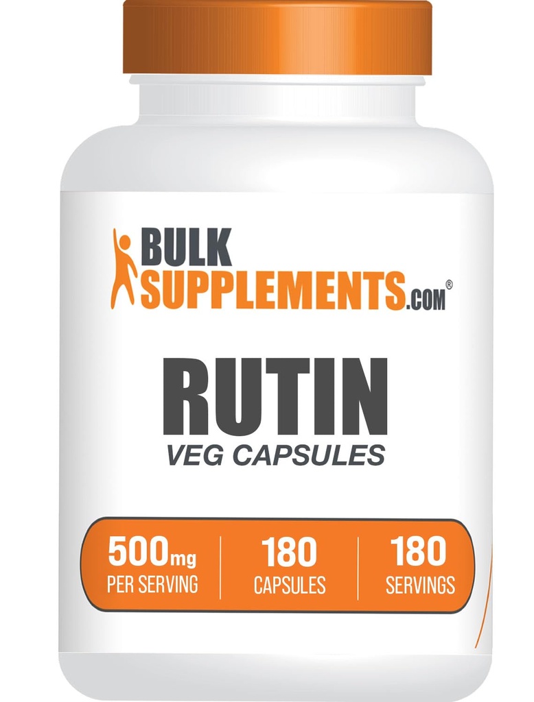 BulkSupplements.com Rutin 500mg cápsulas - de Saphora Japonica, suplemento de Rutina, píldoras de Rutina - Suplemento de antioxidantes - Vegan &amp; Gluten Gratis, 1 cápsula por servicio, 180 cápsulas de Veg