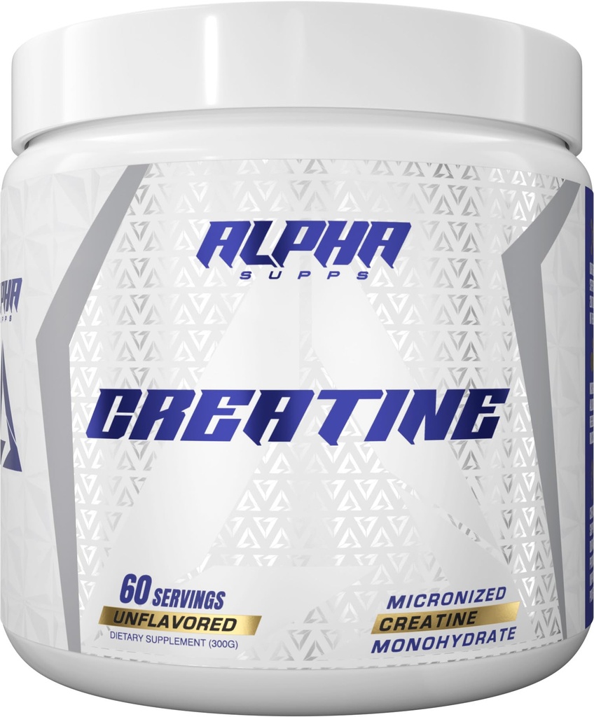 Supps alfa Creatine Monohydrate Powder apoya el crecimiento muscular TEN Micronized TEN Desflavored ANTE 300 Grams - 60 Servings