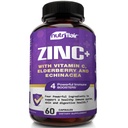 NutriFlair Zinc 50mg - con vitamina C, Elderberry, Echinacea Purpurea Extracto, Zinc Oxide - Compara con picolinato, Citrato, Oxido - Soporte completo de inmunos Pills con 4 Defensa Inmunitaria