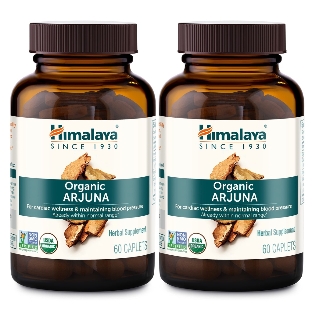Himalaya Orgánica Arjuna, Suplemento de Presión de Sangre para Wellness Cardiovascular y Salud del Corazón, 700mg, 60 Cuenta (Pack of 2)