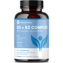 Micronutrientes puros Vitamina D3 K2 Suplemento TEN MK7 100mcg, D3 5000 iu, Calcio + BioPerine ANTE Muscle & Bone Health, Heart, Immunity & Energy Support Ø Vegan ANTE 60 cápsulas