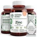 Natural Nutra Zinc Gluconate 50mg Suplemento para Immune Support, promueve la salud de la piel, proporciona la facilidad de aprendizaje de la gripe " frío " Memoria, sabor de mejora " , mezcla gratis 50mg 100 tabletas Vegan